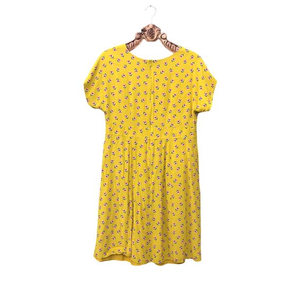 Boden Yellow Floral Midi Dress Short Sleeve V Neck Pockets Plus 14 - Picture 2 of 7